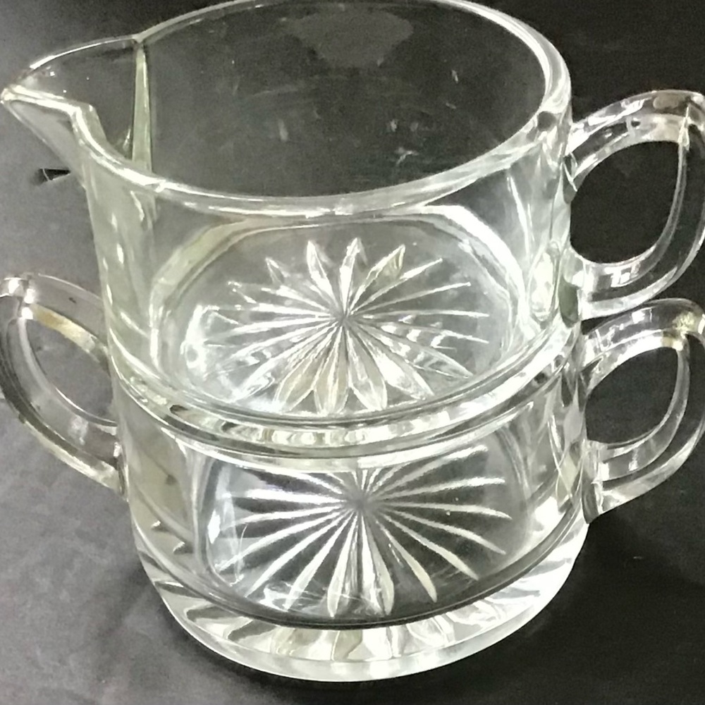 Vintage Crystal Hospital or Breakfast Stack Set - Duncan Miller?